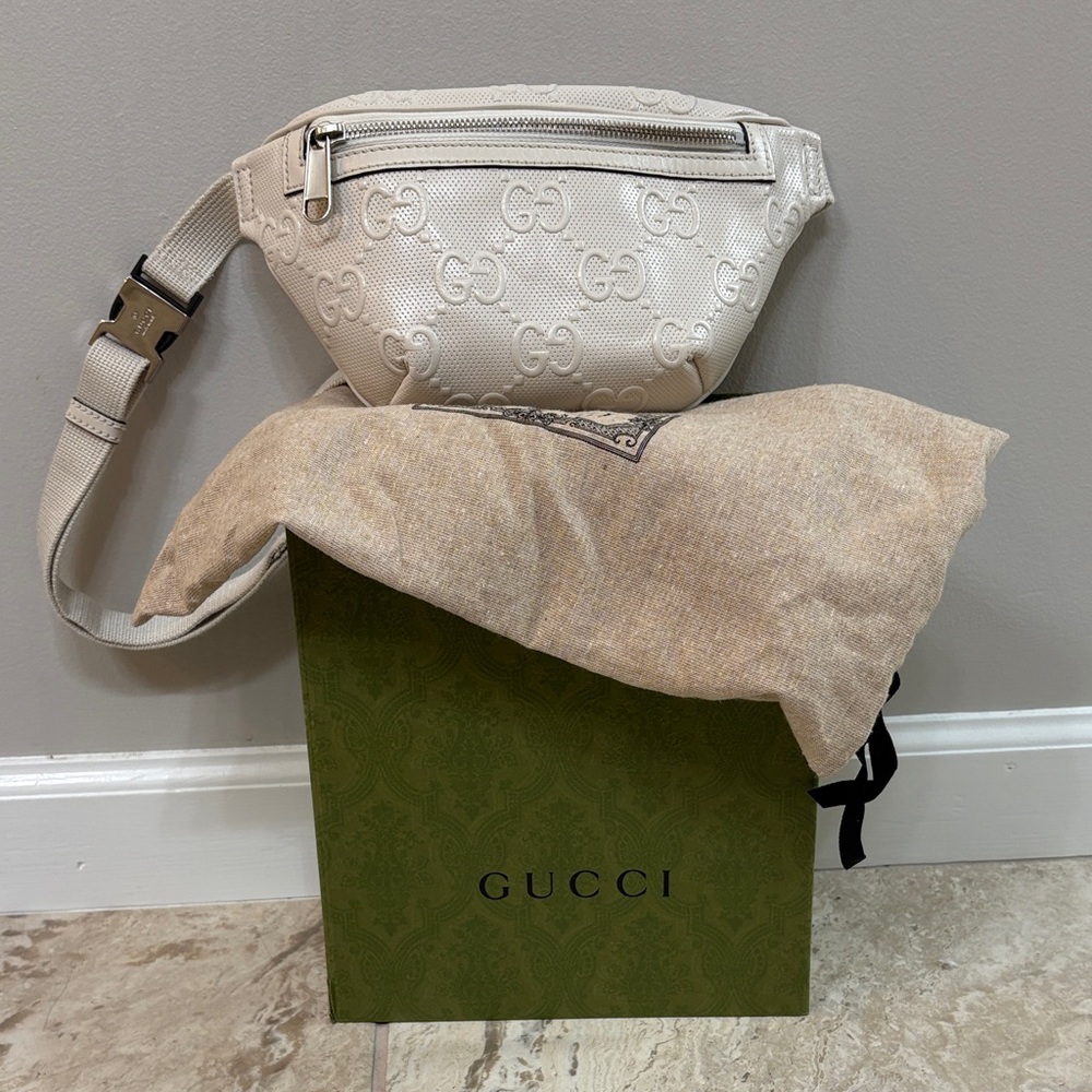 Gucci Cream Monogram Belt Bag